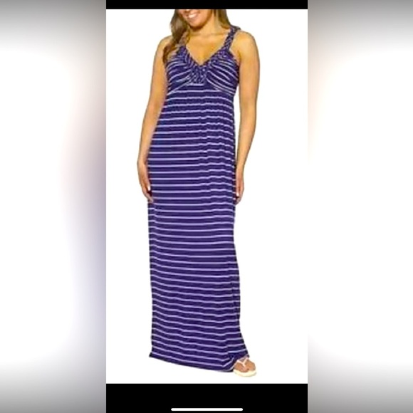Design History Blue & White Striped Braided Straps Sleeveless Maxi Dress X Small - Picture 1 of 13